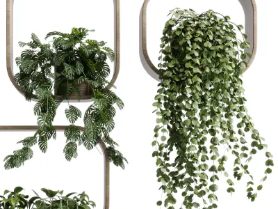 wall plant  set Indoor plant 603 plants on shelf in handmade 3D model