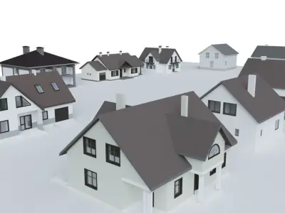 Cottage Houses- 12 Pack Low-poly 3D model
