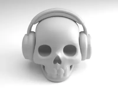 Skull with Headphones Figure  3D Printable Model 3D print model