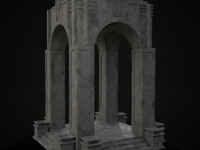 Tall Stone Arch Gazebo Low-poly 3D model