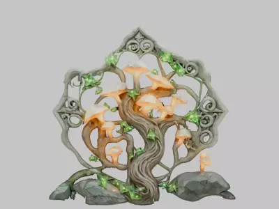 Fantasy Golden Emblem Low-poly 3D model