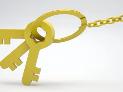 Keychain with Plastic Yellow Keys 3D model