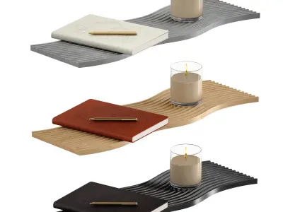 Decorative set - notepad pen candle stand 3D model