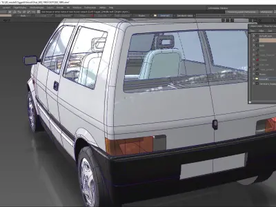 Urban city car Like 500 of 1995 with the divisions for materials Low-poly 3D model