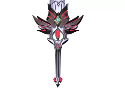 Dark Fantasy Sword 3D Model Stylized Game-Ready Weapon Low-poly 3D model