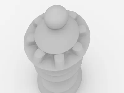 Queen wooden chess piece 3D model