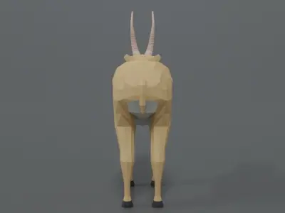 Low Poly Cartoon Saiga Antelope Low-poly 3D model
