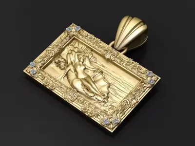 Floral Frame Goddess Pendant  3D print model