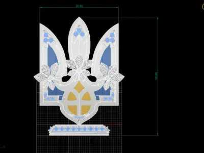 Ukrainian Coat of Arms 3D Model Tryzub Emblem 3D print model