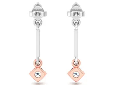 Solitaire Women Drop Earring 3dm STL OBJ FBX Renders Details 3D print model