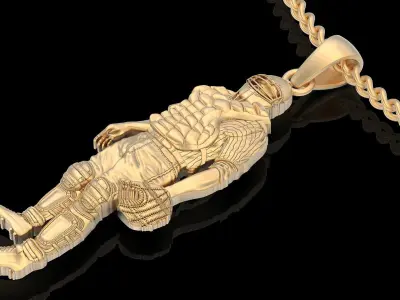 Baseball Catcher pendant silver gold jewelry 3D printable model 3D print model