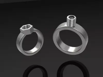 Mechanical Wedding Ring Free 3D model