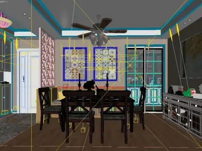 Modern American Style Dining Room Design 3D model