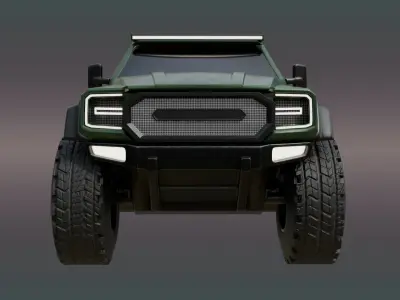 Current Green Color 4X4 Truck Low-poly 3D model