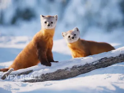 American Marten Animated VFX Grace 3D model