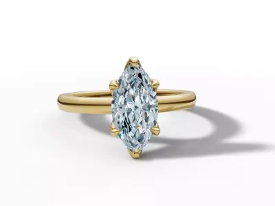 1ct Marquise Solitaire Engagement Ring Tulip Head 6 Claw 3D print model