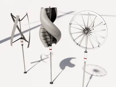 Wind Turbine Pack Low-poly 3D model