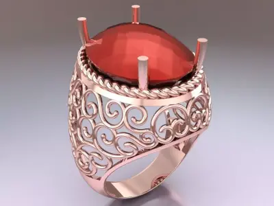 Oval Stone Ring - GN224 3D print model