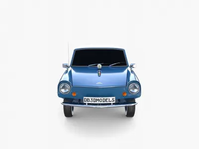 Amphicar 770 Blue Top Up Low-poly 3D model