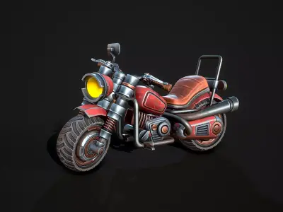 Stylized Motorcycle Low-poly 3D model