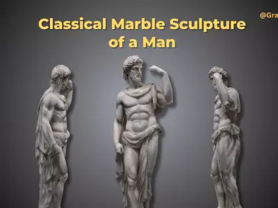 Greek Man 3D Statue Sculpture Greek God Sculpture Low-poly 3D model