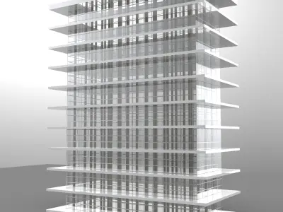 10 Story high rise glass building architecture and engineering 3D model