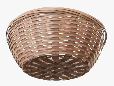 Wicker basket bowl with clipping path 2 light brown 3D model