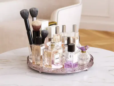 Cosmetics and perfume tray 3D model