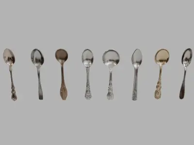 Spoons Collection Low-poly 3D model