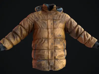 Dirty winter jacket Low-poly 3D model