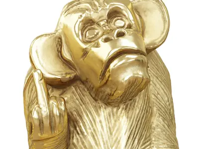 Golden Monkey Statue with Bold Gesture 3D model