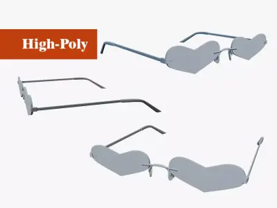 heart shaped glasses   high-poly no textures 3D model