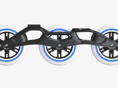 Racing roller skates frame and wheels 3D model
