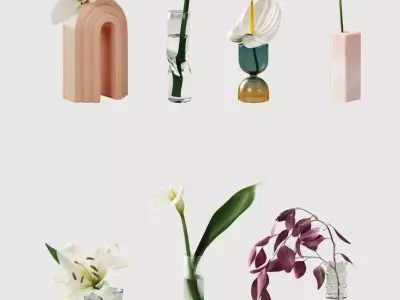 Small flowers collection 3D model