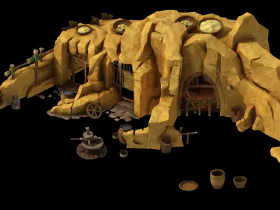 Game Mountain Building - Cave Dwelling 3 3D model