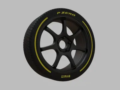 Miniature Enkei TS-7 Rim and Tire - 3D Print - No Textures 3D print model