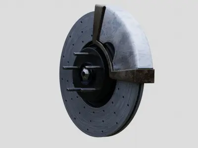 Car Brake Disc and Caliper 3D model