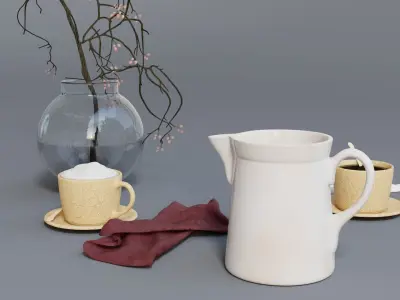 Table Decoration Set and Vase 2 3D model