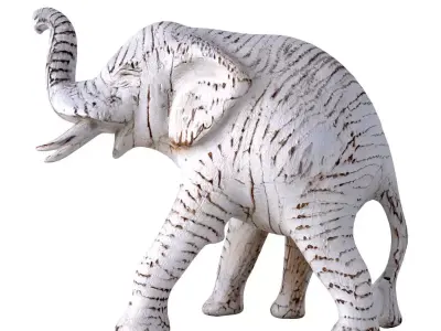 Antique Wooden Carved Elephant 3D model