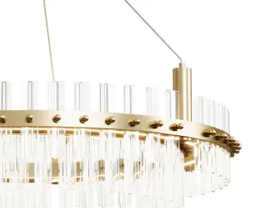 Contemporary Glass Living Room Chandelier in Brass 3D model