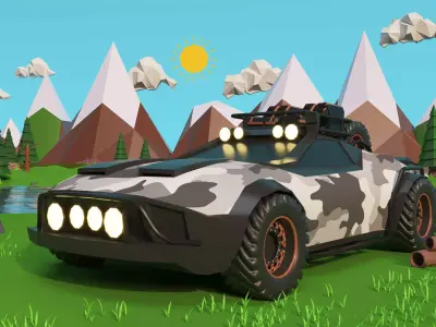 Off - road car Low-poly 3D model