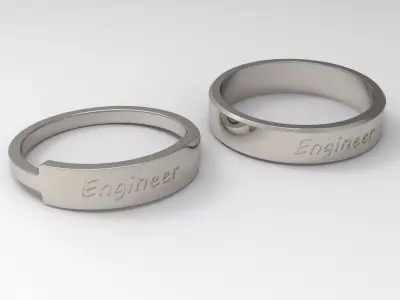Engineer Couple Ring Platinum 3D print model
