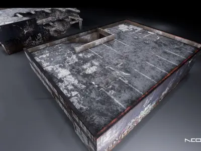 Destroyed Parking Garage Low-poly 3D model