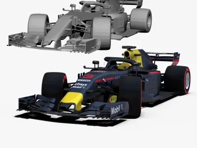 Formula 2018 car Low-poly 3D model