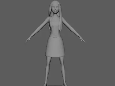 Stylized Low Poly Girl Character Game Ready 3D Model Low-poly 3D model