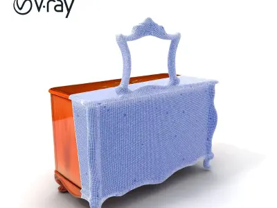 Antique Ornate Dresser with Mirror Model Pack Low-poly 3D model