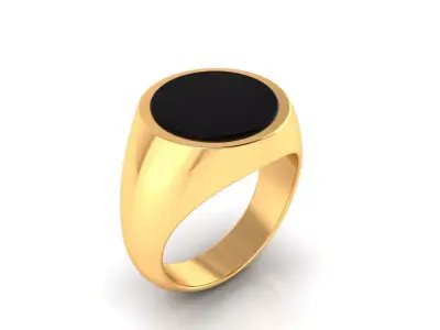 Ring M151 Mens little finger luxury rings with enamel onyx 3D print model
