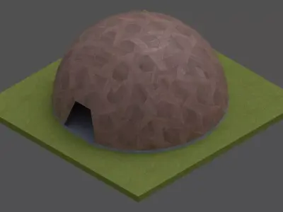 Dome -Wood Triangulated with entry opening and foundation Low-poly 3D model