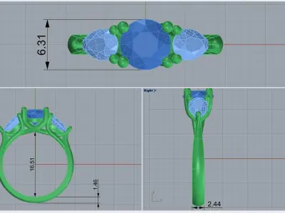 3 stone ring 153 3D print model