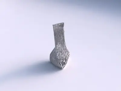Vase twist puffy triangle with fine organic lattice 3D print model